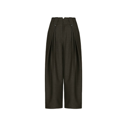 Pleated Straight-Leg Suit Pants
