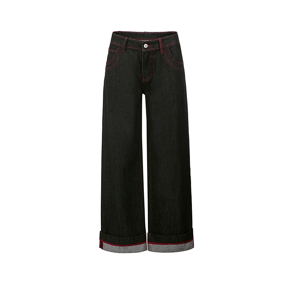 Thin High-Waisted Straight-Leg Pants