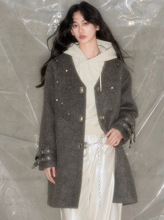 ORIGINAL DESIGN STUDDED SHEEP WOOL COAT