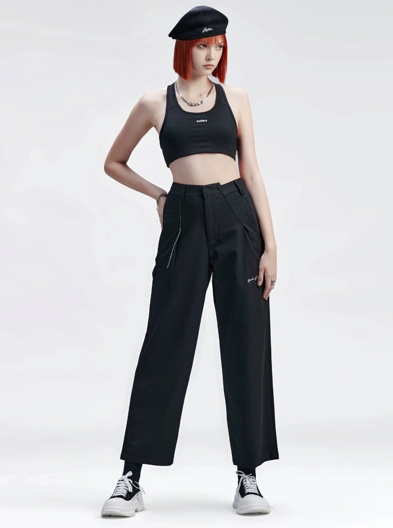 Pleated Straight Casual Pants