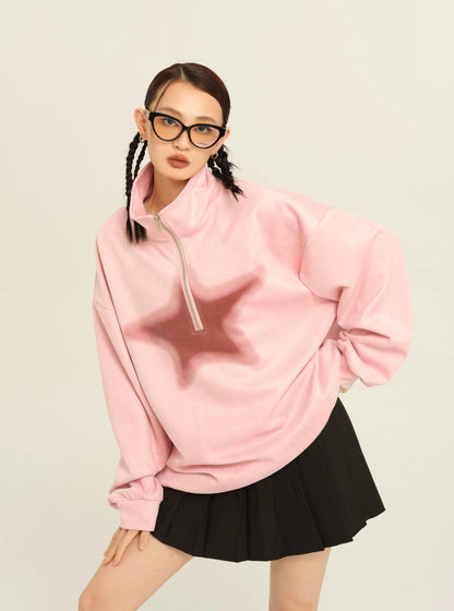 Hoodie polo collar sweater outer