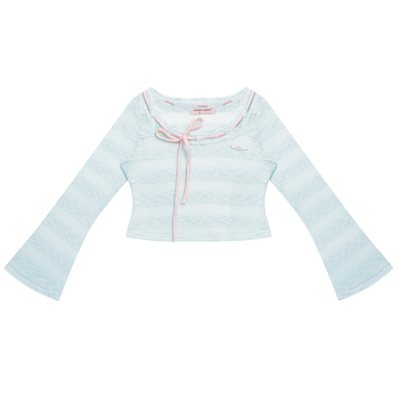 Haze Blue Bow-Detail Sunshade Top