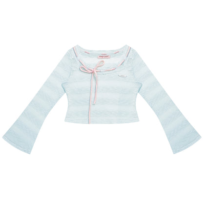 Haze Blue Bow-Detail Sunshade Top