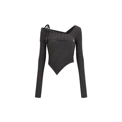 Sense V-Neck Cropped Knit Sweater Top