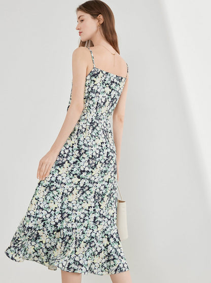 Clavicle-Showcasing Floral Dress