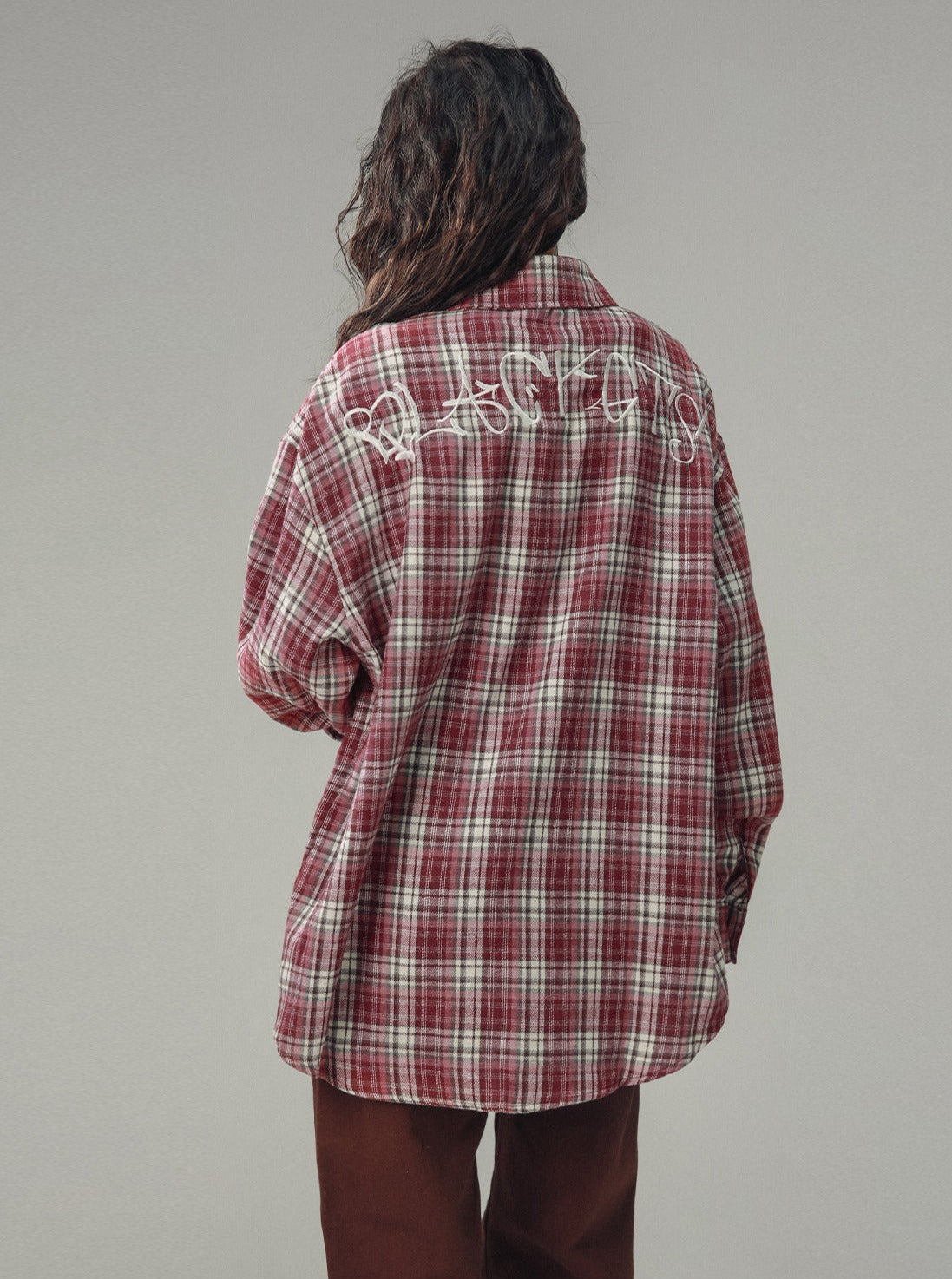 Vintage Plaid Long Sleeve Silhouette Top