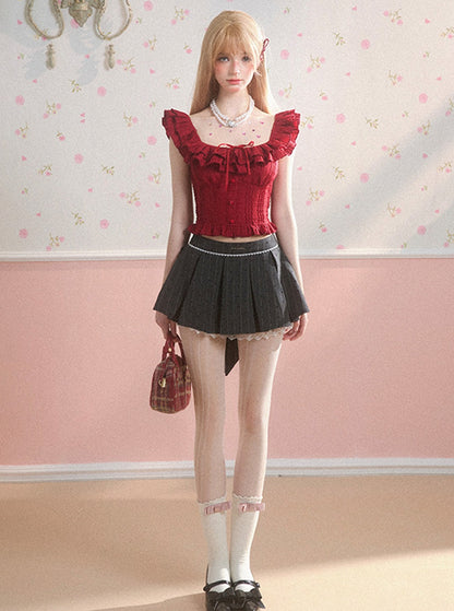 Sweetheart Red Flying Sleeve Crop Set-Up