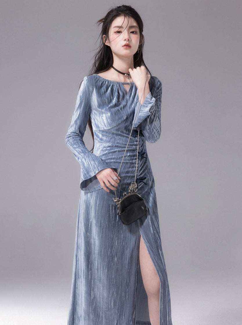 pattern velvet hip dress