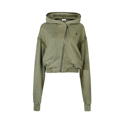 Army Green Hooded Cardigan Jacket