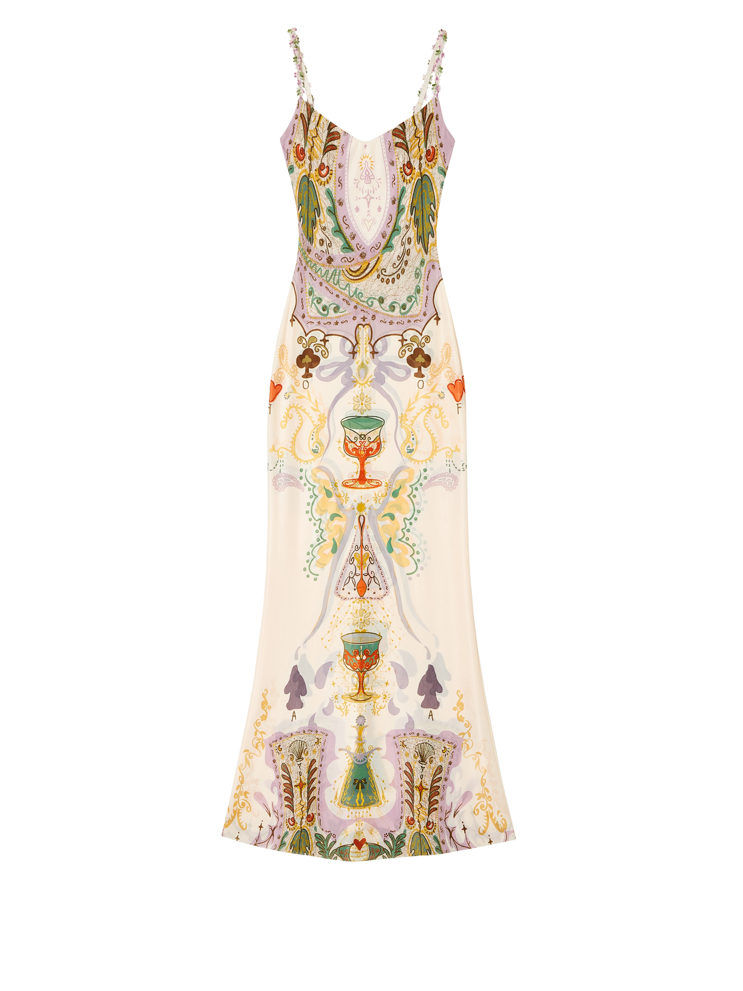 프린트 리본 피쉬테일 원피스