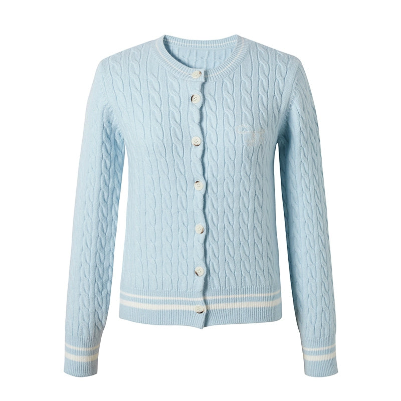 Preppy Slim Cable Knit Jacket