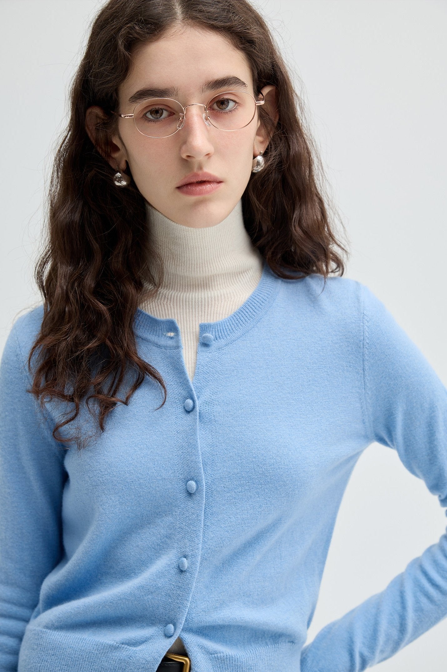 [100% of sheep's wool] VEGA CHANG Grey Knitwear Women's Pre-Fall 2024 New Simple Commuter Top