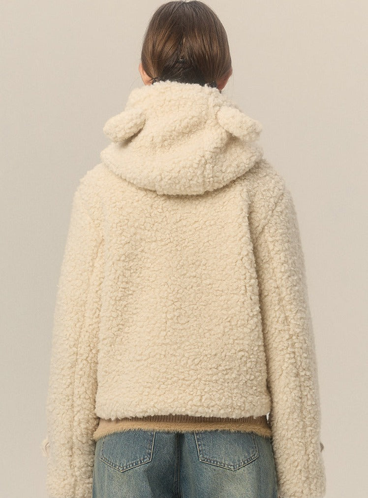 Hooded Horn Button Cotton Jacket