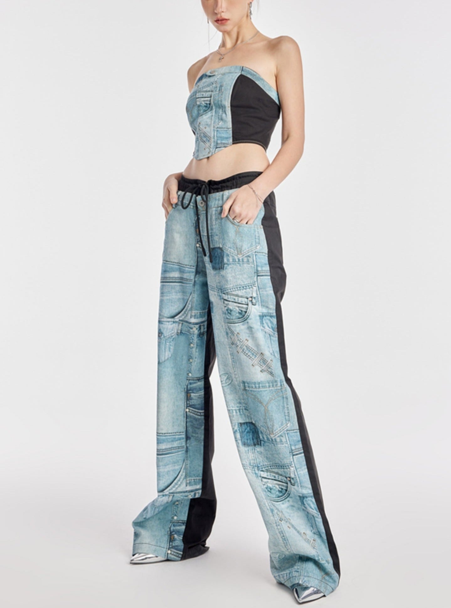 Ether Blue Stitched Jeans