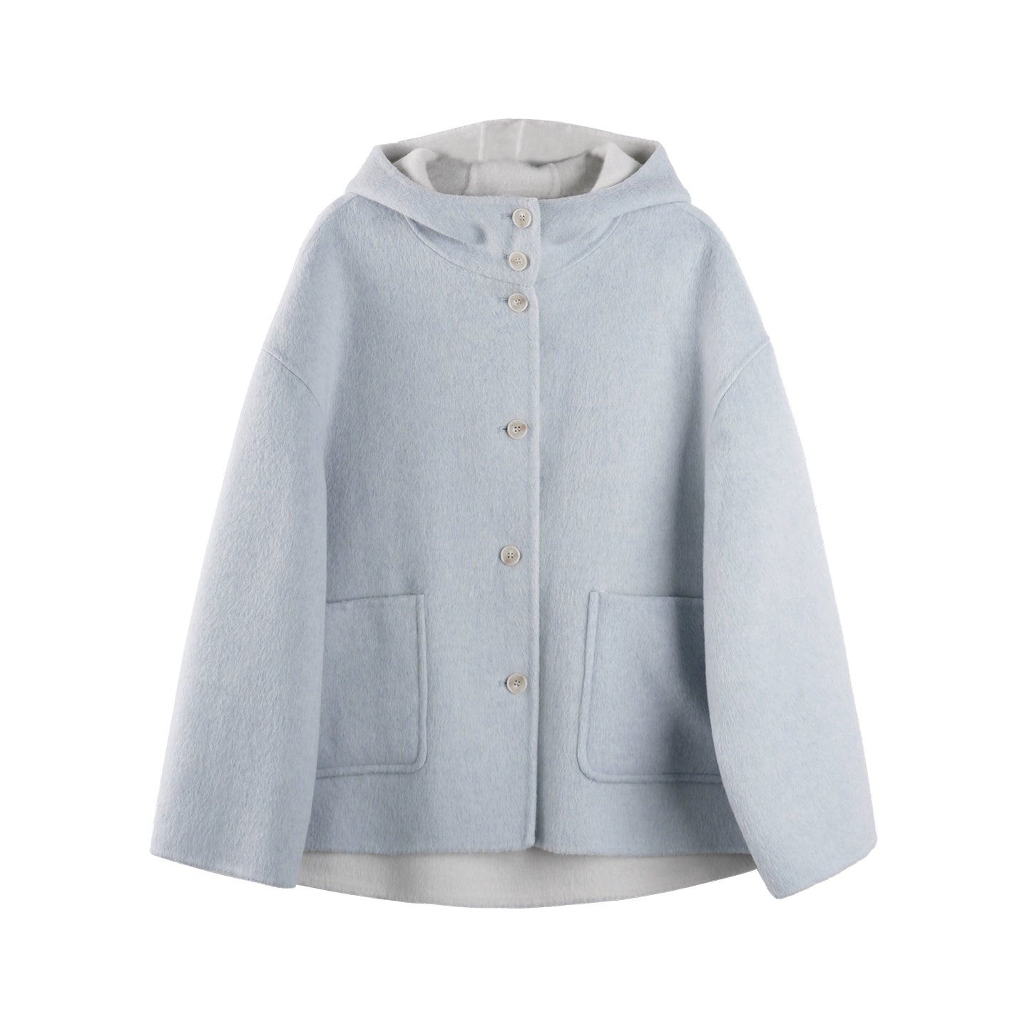 Oxygen Blue Wool Hooded Coat