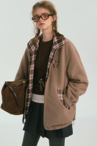 Double-Sided Plaid Fleece Jacket