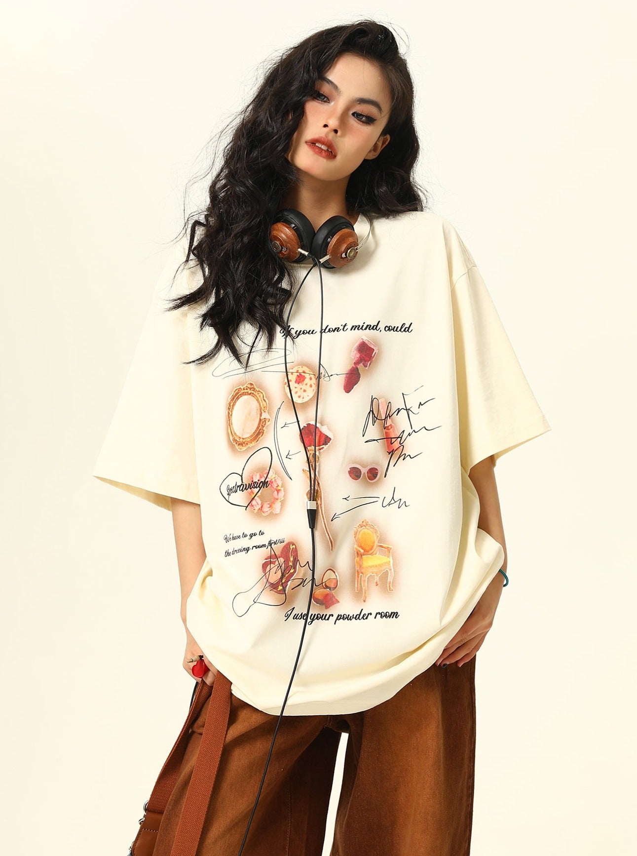 Print Apricot Short Sleeve T-Shirt