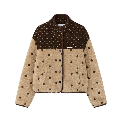 Lambswool Polka Dot Patchwork Jacket
