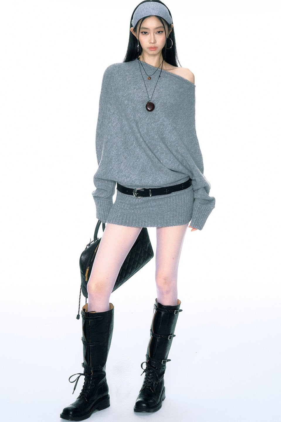 Slanted Shoulder Loose Sweater