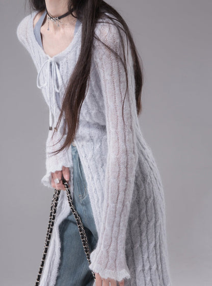Long Cardigan With Vest Two-Piece Set