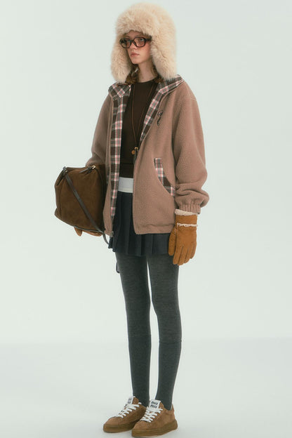 Double-Sided Plaid Fleece Jacket