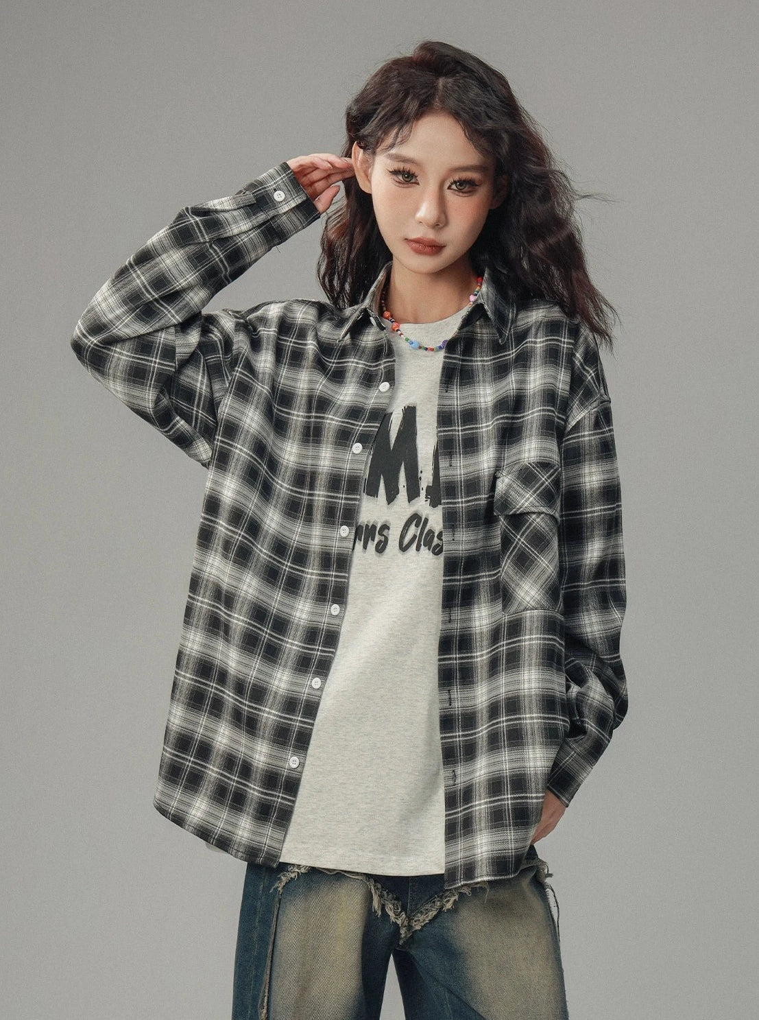 Vintage Distressed Plaid Couple Top