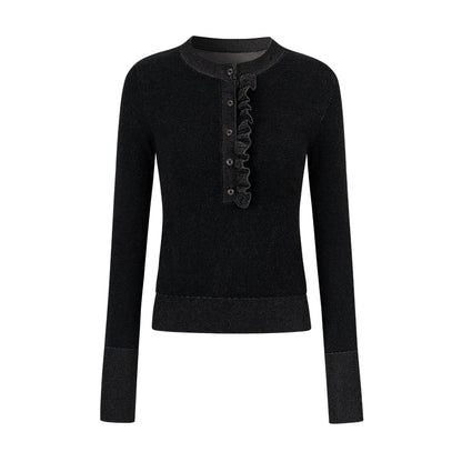 Flutter Crew Neck Knit Top