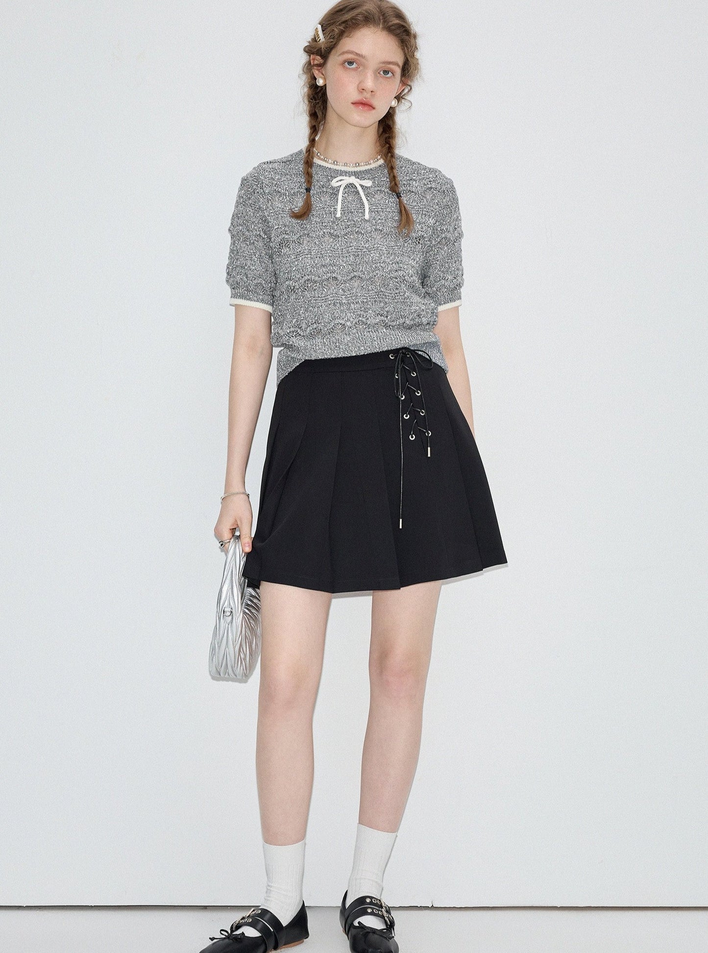 Black Strappy Slim A-Line Skirt