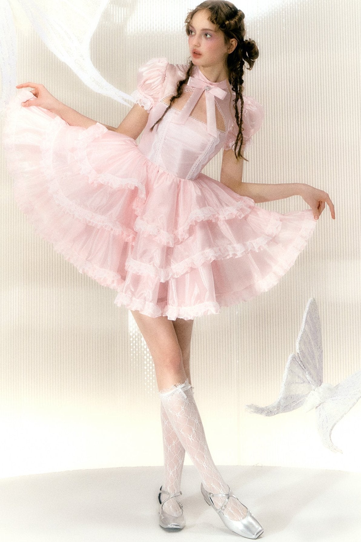 Light Pink Rhinestone Bow Princess Dress