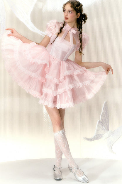 Light Pink Rhinestone Bow Princess Dress