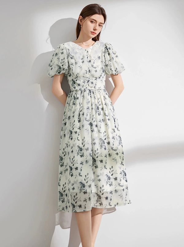 Doll Puff Sleeve Long Dress