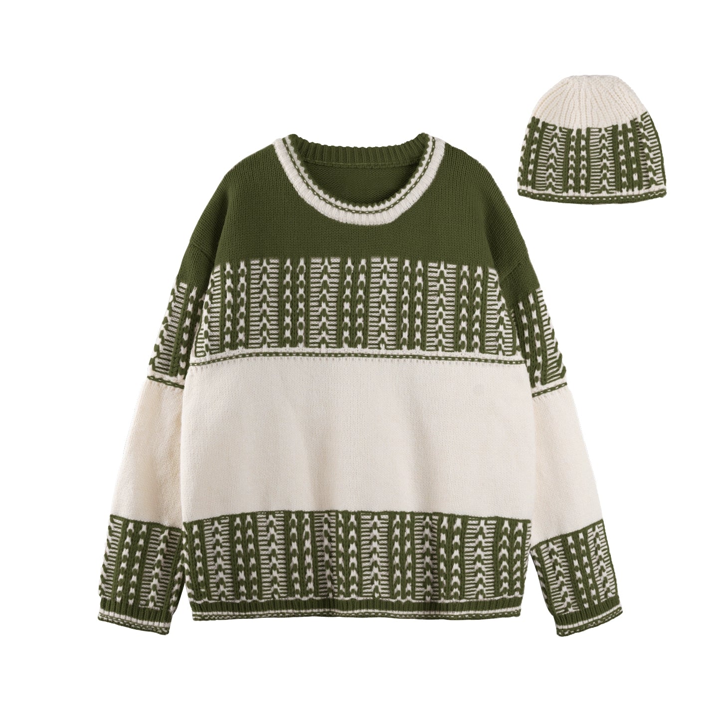 Fair Isle Retro Color-Blocked Sweater