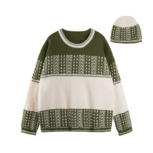 Fair Isle Retro Color-Blocked Sweater