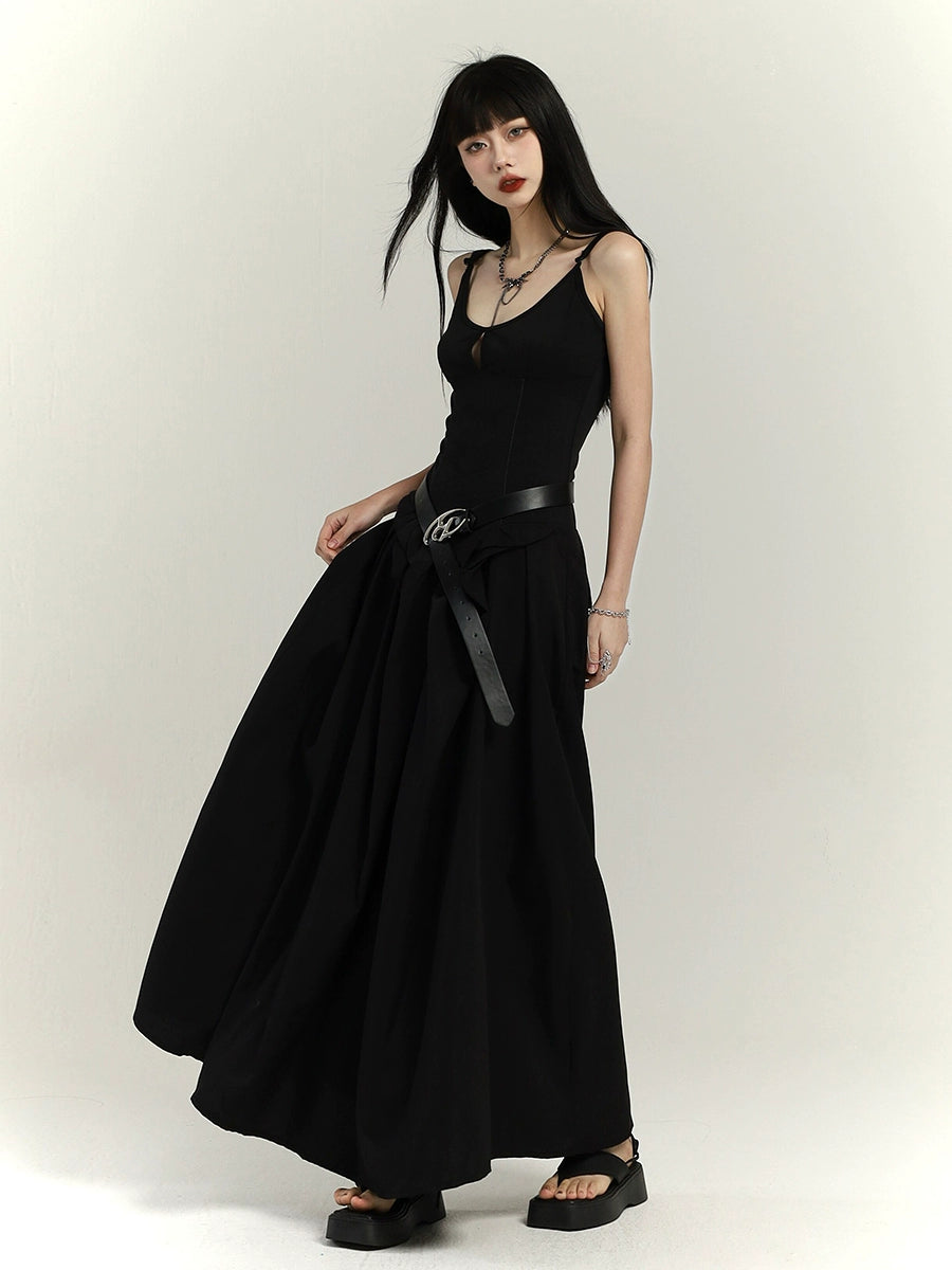 Chinese Black Long Slip Dress