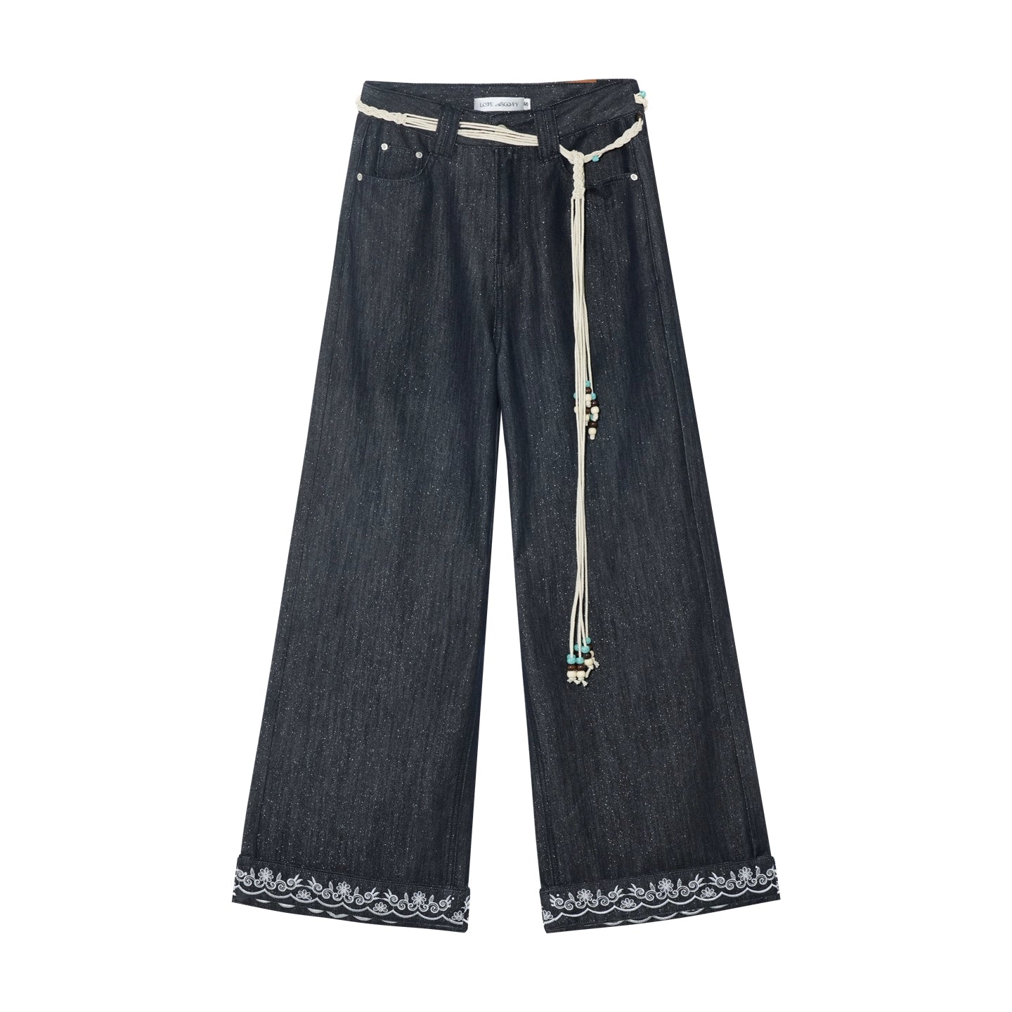 Embroidered Straight-Leg Pants