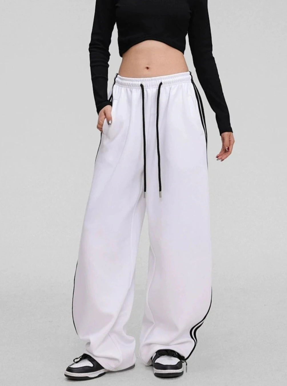 Pink Three-Bar Banana Hip-Hop Pants