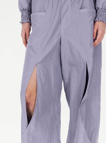 Cut-out loose-leaf stitching wide-leg pants