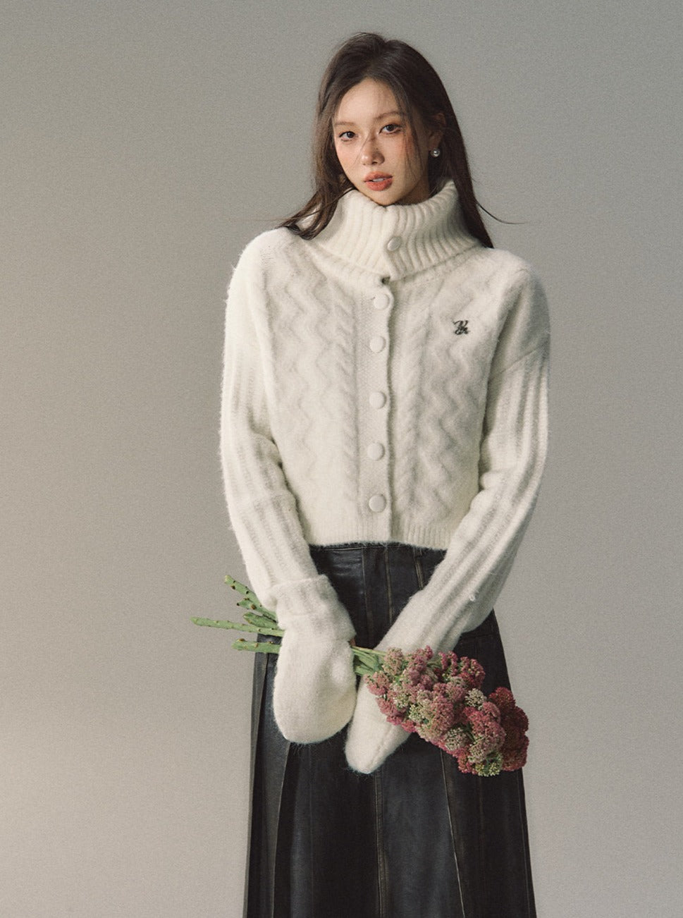 alpaca knit turtleneck sweater cardigan jacket