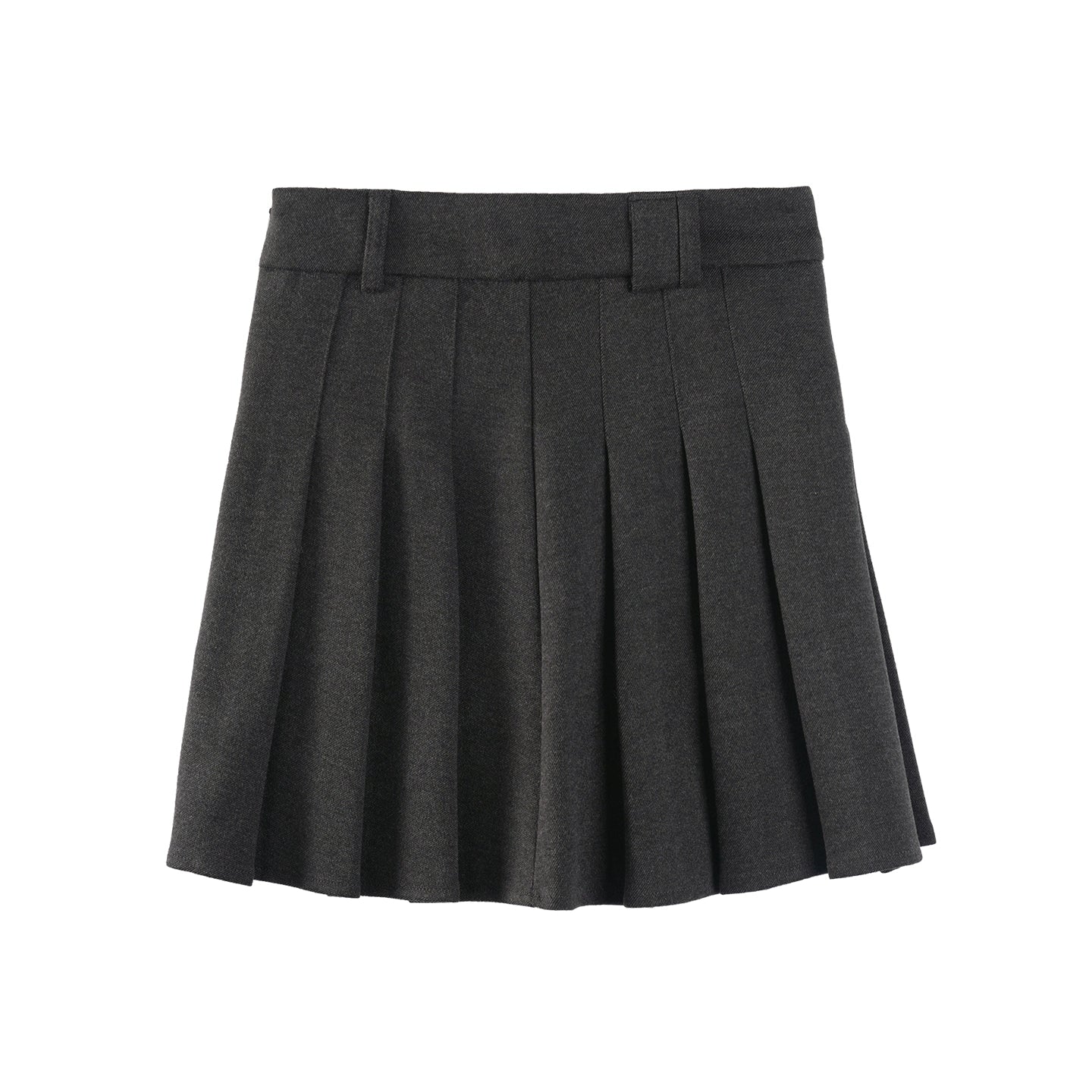 Gray Woolen Pleated Skirt