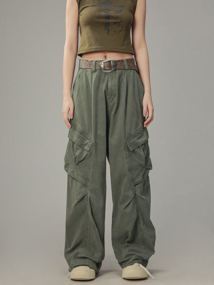 Casual Straight Leg Pocket Cargo Pants