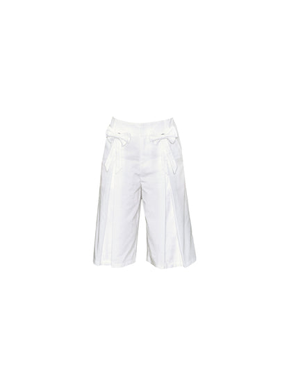 Lace Bow-Cuffed Cropped Trousers