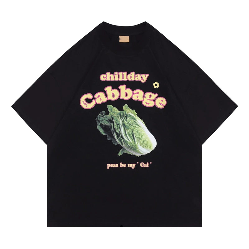 Niche Design Lettuce Motif T-Shirt