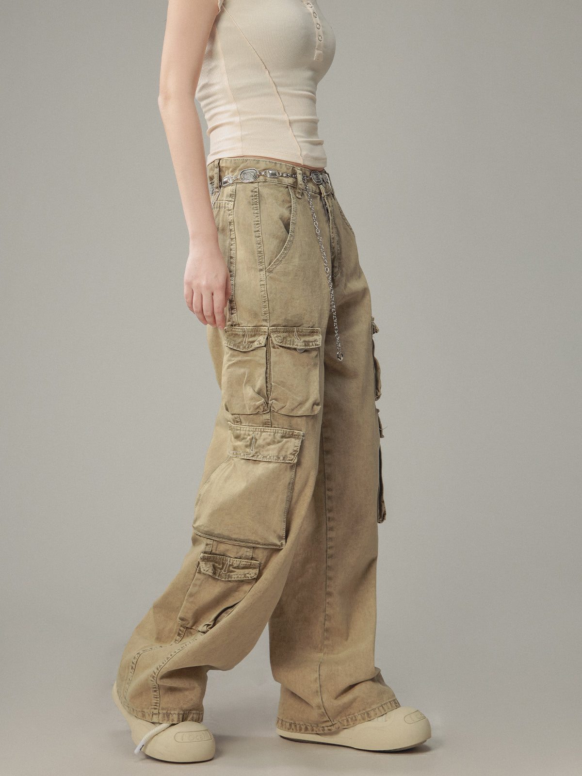 Vintage Distressed Pocket Cargo Pants