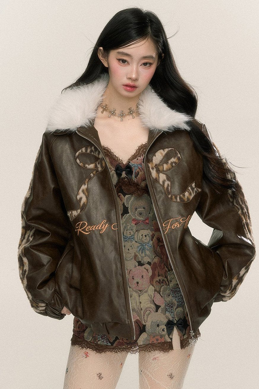 Fur Collar Leather Jacket