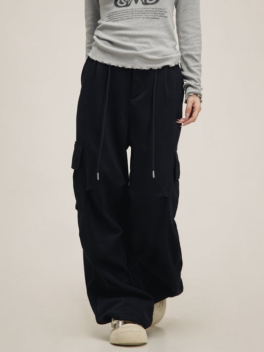 Retro drape large pocket workwear pants