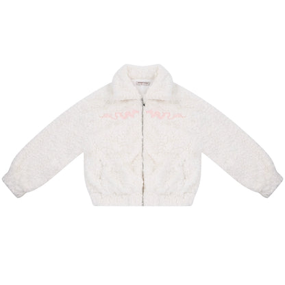 American dragon embroidery lamb wool coat