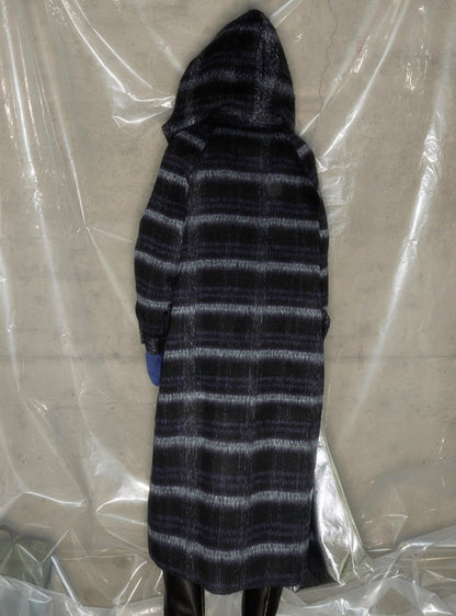 Plaid universe tweed hooded coat