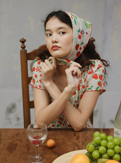 French Fruit Print Dress