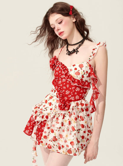 Red Fantasy Floral Dress