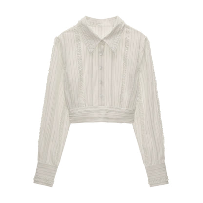 Layered Striped White Short Shirt